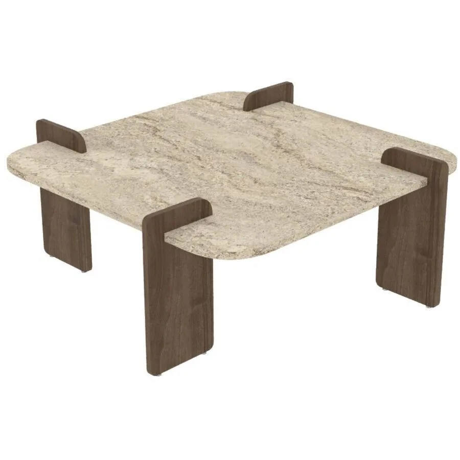 Salontisch Georis Travertin, Nussbaum 100% Melaminbeschichtete Kiefer B 90 T 90 cm