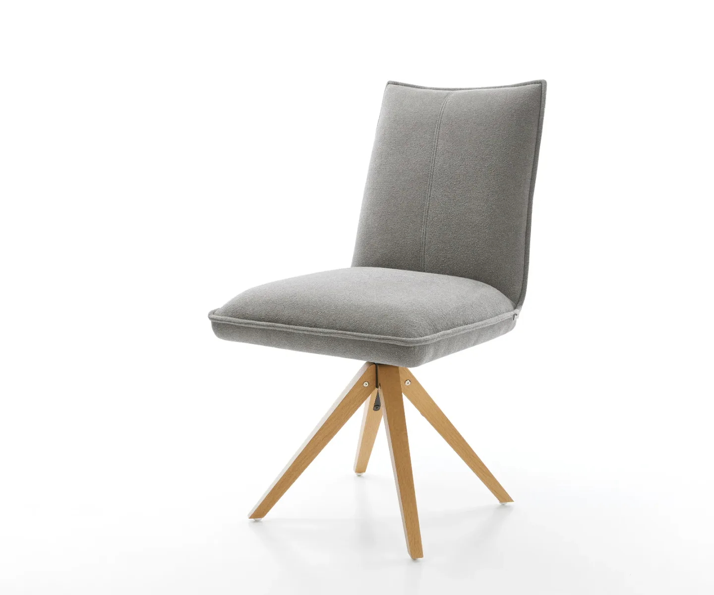 Drehstuhl Lelio-Flex Strukturstoff Soft Grau Holzgestell kantig Natur 360° drehbar Taschenfederkern