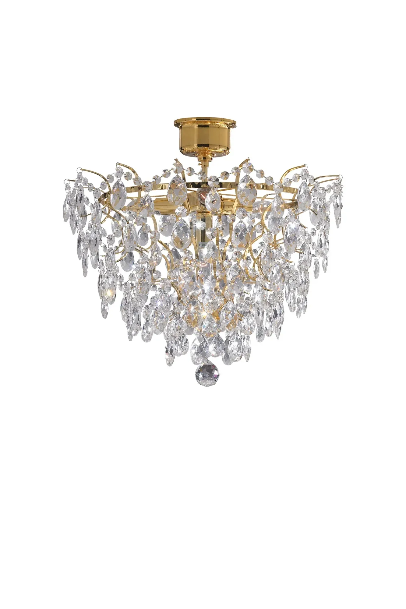 Rosendal Kristall Deckenlampe Gold 48 cm