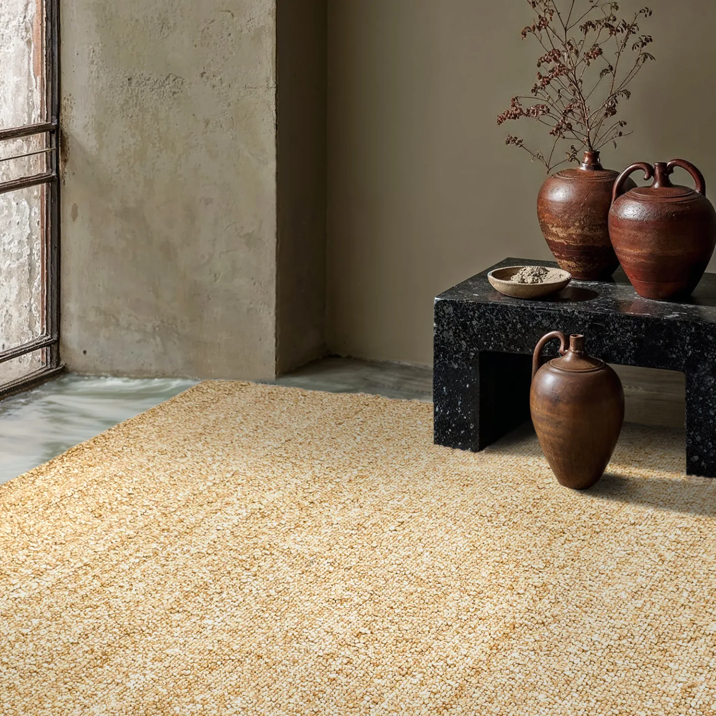 Innendørs/Utendørs tepper - Milford Wool Look (gul) (Størrelse: 80 x 150 cm)