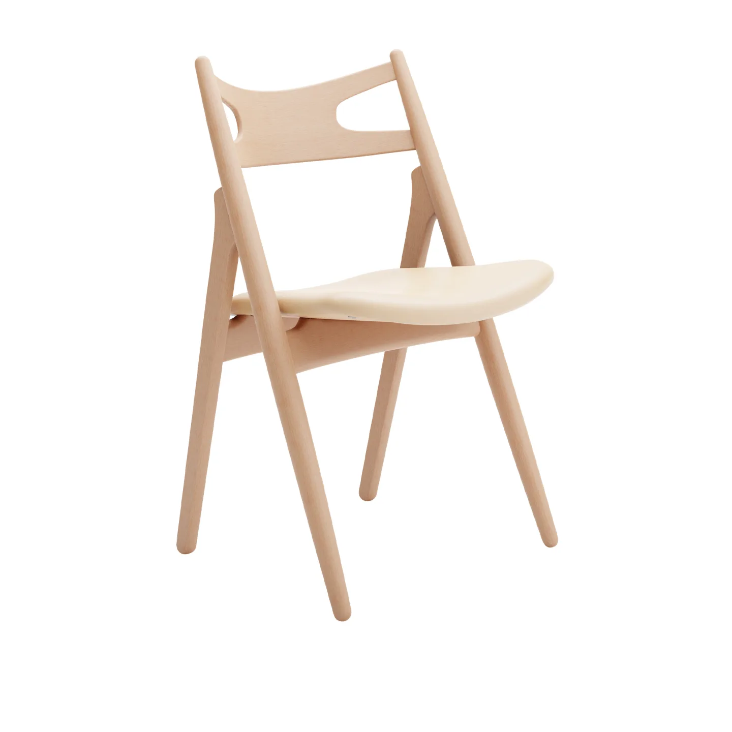 Carl Hansen - CH29P Sawbuck Chair, Klarlackad Ek, Lädergrupp A Loke - 7050 - Matstolar - Hans J. Wegner - Träfärgad - Läder/Trä