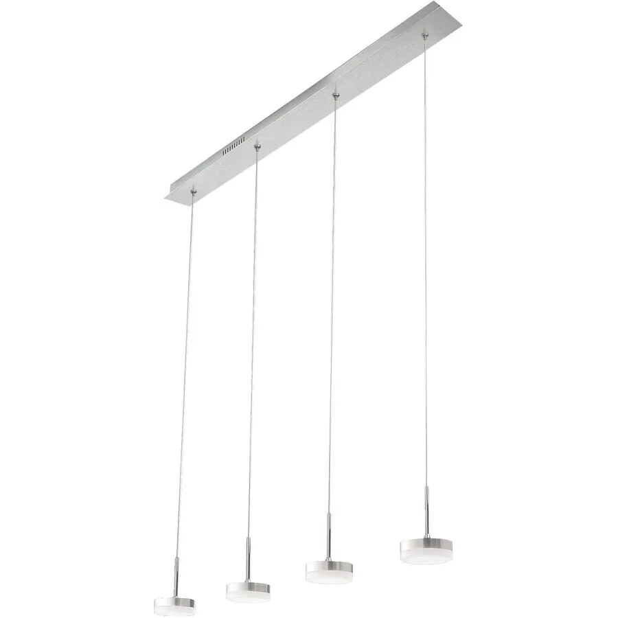 Pendellampe Dilan Silber Metall 90 cm 200 cm - Farbe: Aluminium gebürstet - LED - Lichtfarbe: Warmweiss - LED Energiesparlampen