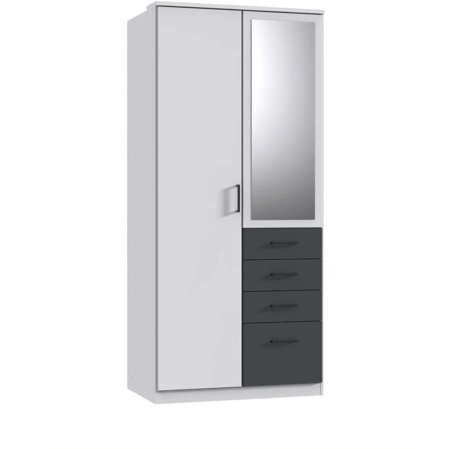 Kleiderschrank Coty Weiss/graphit Holzwerkstoff B 90 cm
