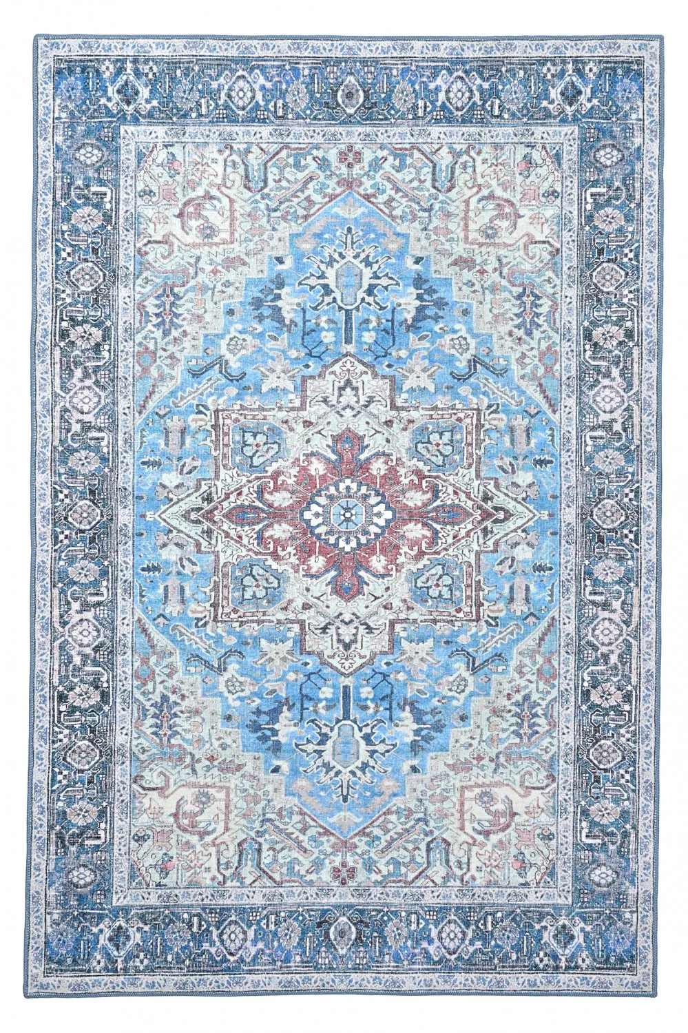 Flatvevd teppe - Birjand (blå) (Størrelse: 150 x 230 cm)
