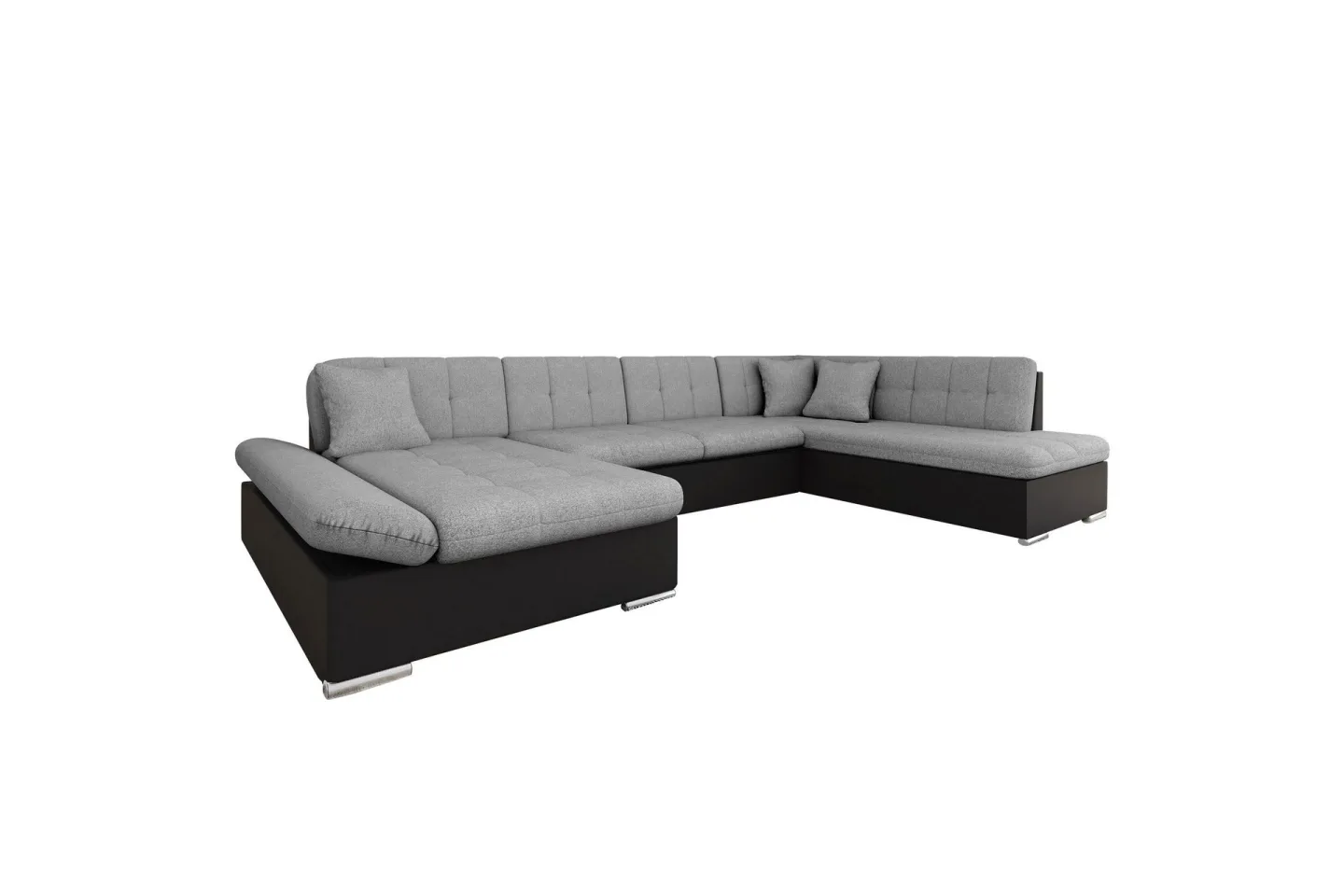 Zumar Bäddsoffa med Divan och Schäslong 4-sits i Konstläder - Svart/Grå