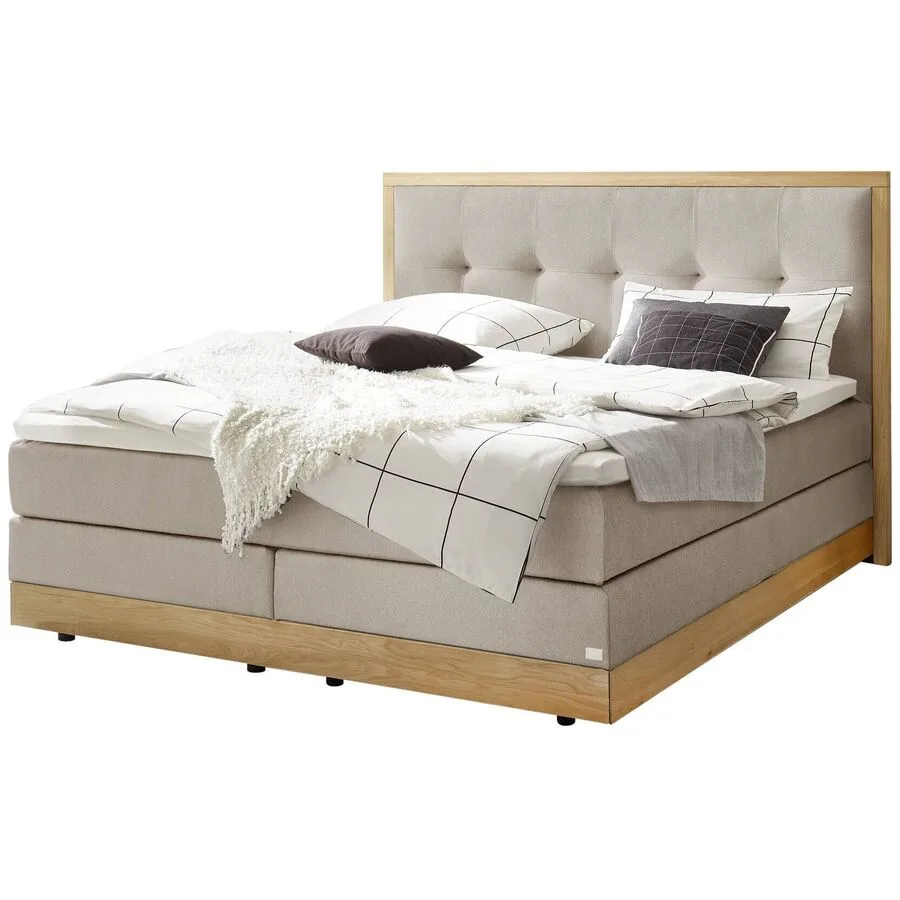 Hasena Boxspringbett Alba sand Stoff 180 x 200 cm