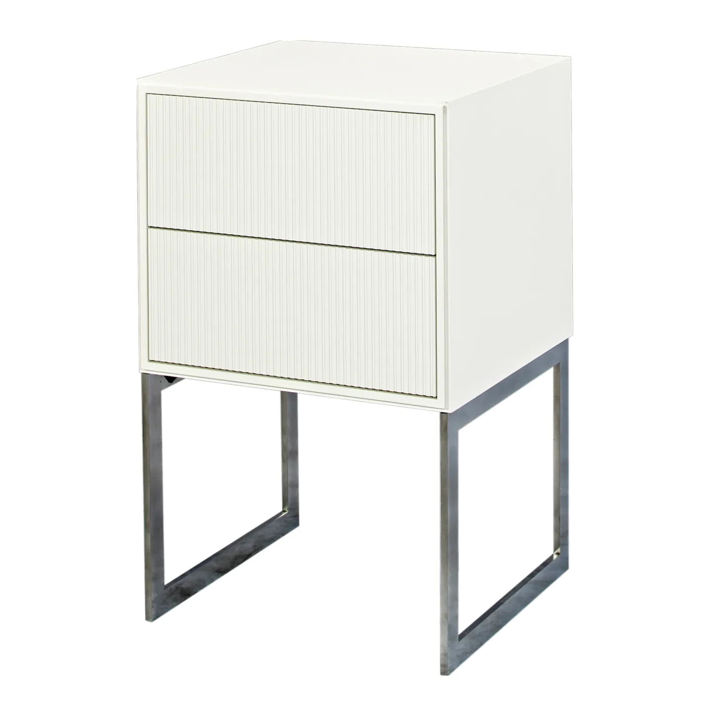 Englesson - Line 6728DB White / Chrome - Sängbord - Vit - Metall/Trä