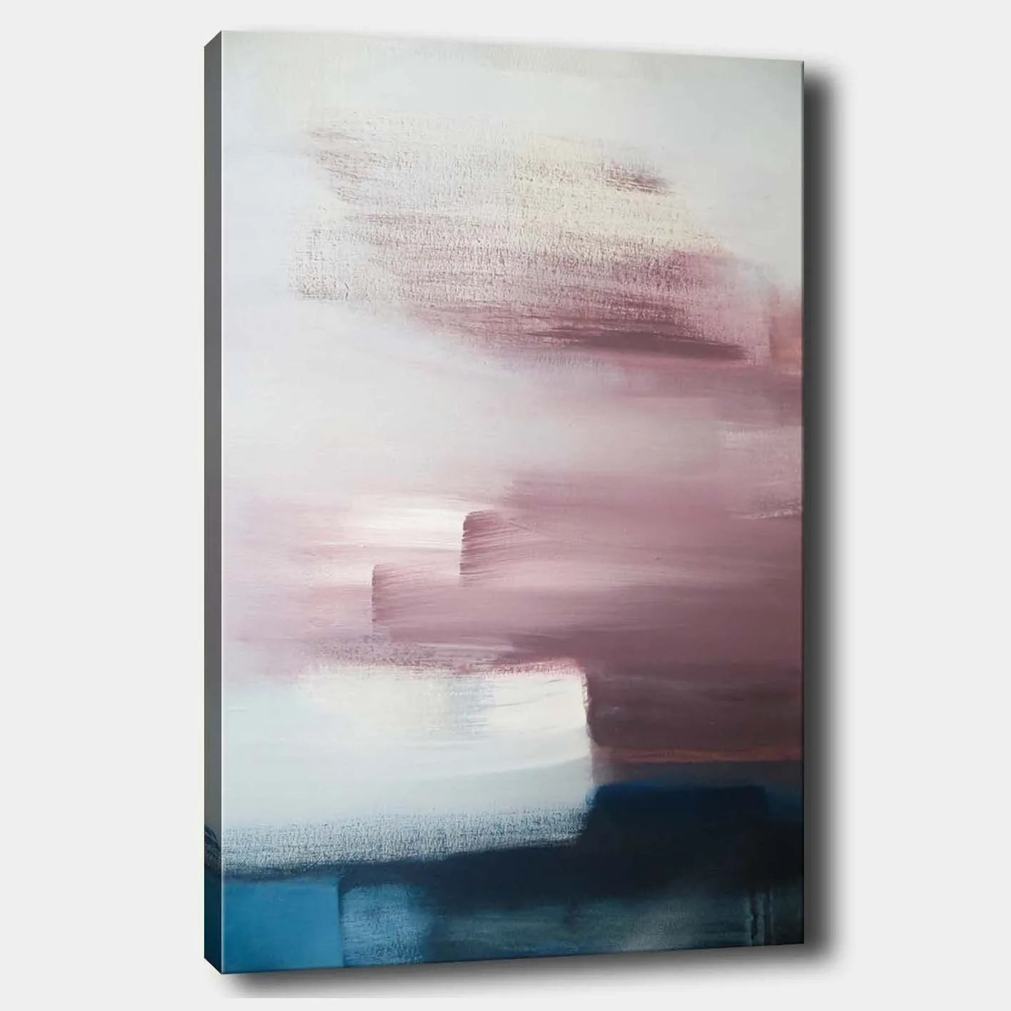 Canvastavla 70x100 cm - Abstrakt komposition med mjuka färgövergångar i rosa och blå nyanser - Rosa / Blå / Vit