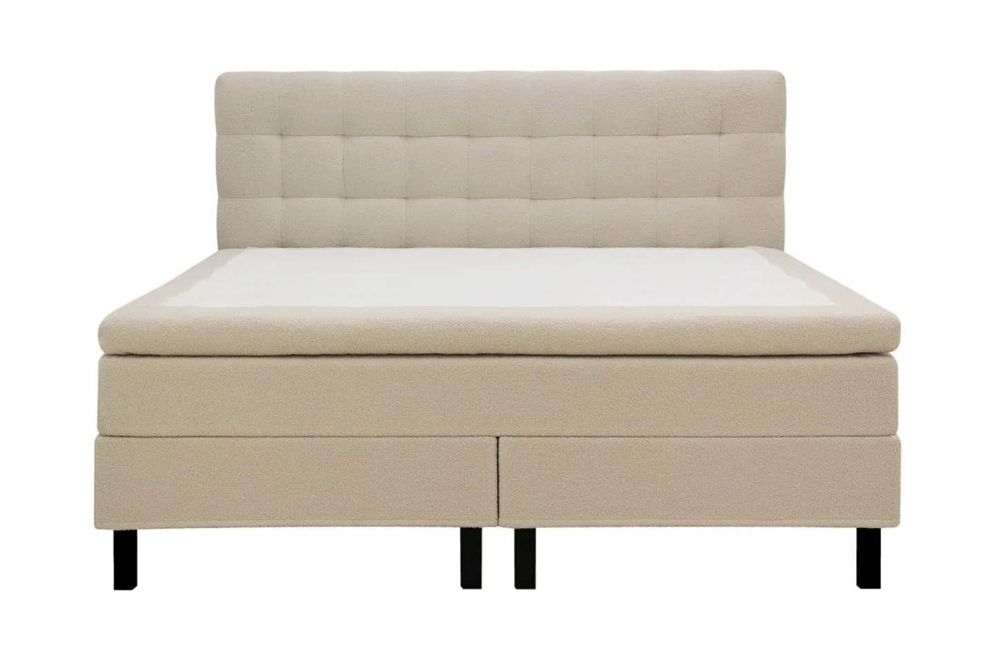 HVILA Classic Komplett Sängpaket 160x200 cm Kontinentalsäng med rutad sänggavel - Beige / Teddy