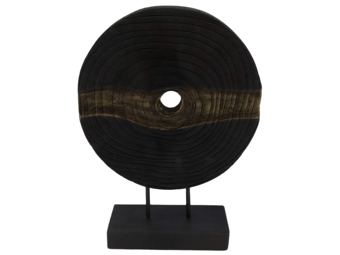 Decofinder Figur Rund, Holz, Schwarz Gold H: 38 cm | Schubiger Möbel