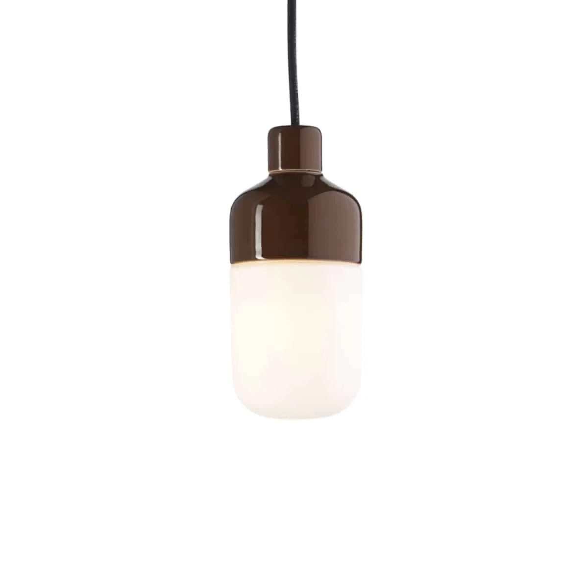 Ohm Pendel Outdoor 100/215 Porslinsarmatur Brun Matt Opalglas