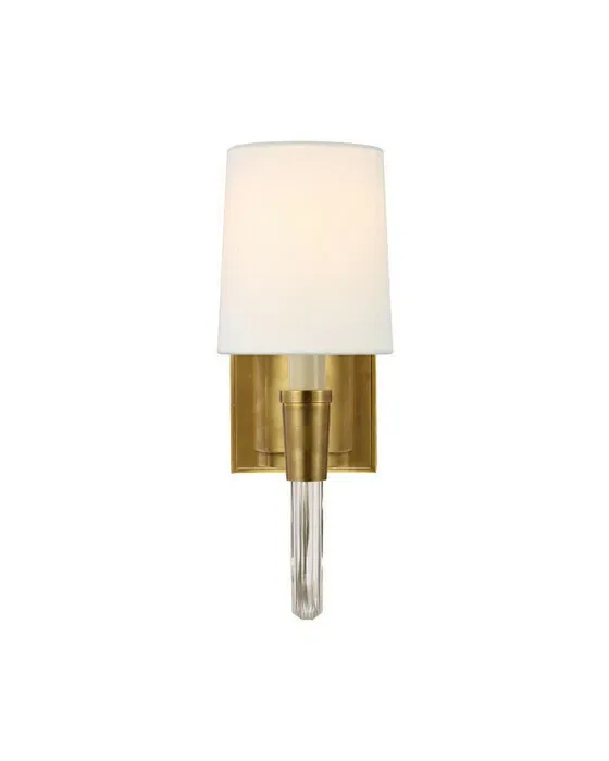 Vivian Single Sconce Antique Brass/Linen