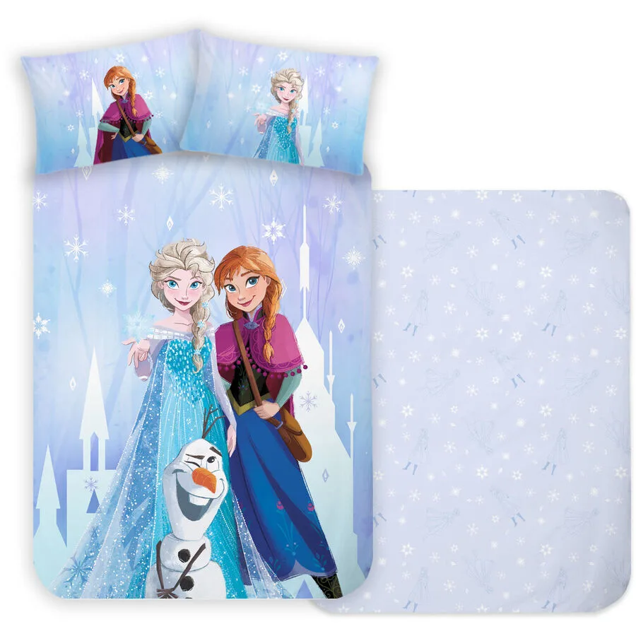 Disney Bettwäschegarnitur Frozen Anna & Elsa bunt Baumwolle 160 x 210 65 x 100 cm