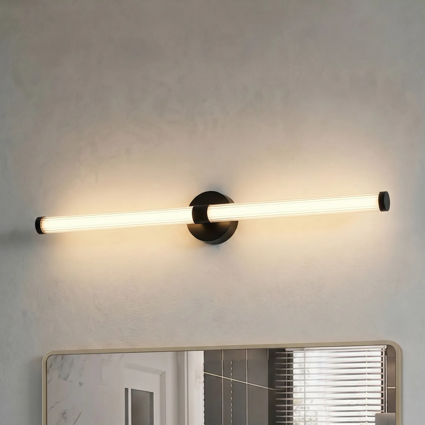Melisa LED-Wandleuchte, schwarz, 90 cm, CCT, IP44 - Lucande - Badezimmer - Modern - Glas - Zylinder