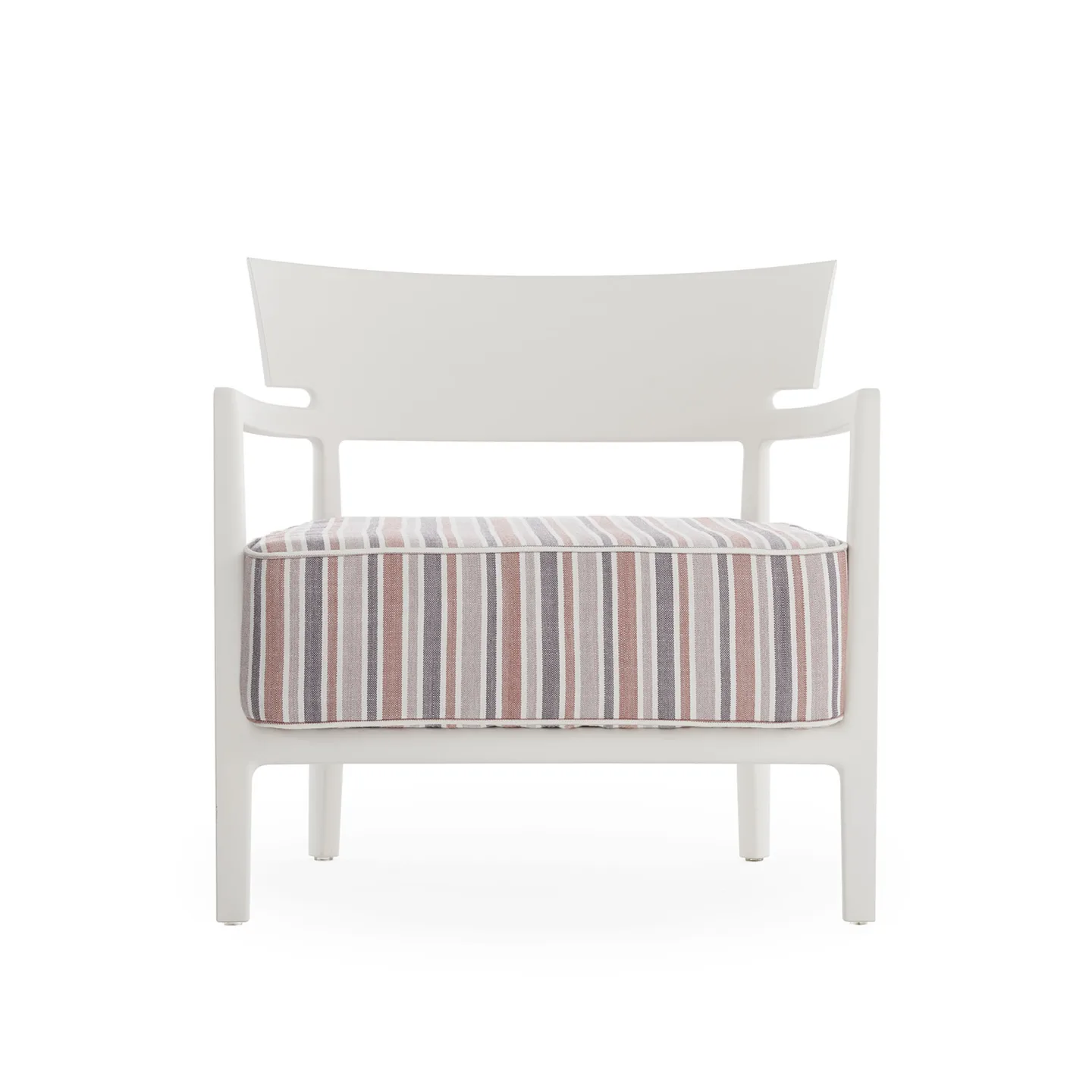 Kartell - Cara Mat Outdoor White/Brick Stripes - Fåtöljer utomhus - Philippe Starck - Röd - Textilmaterial/Plast