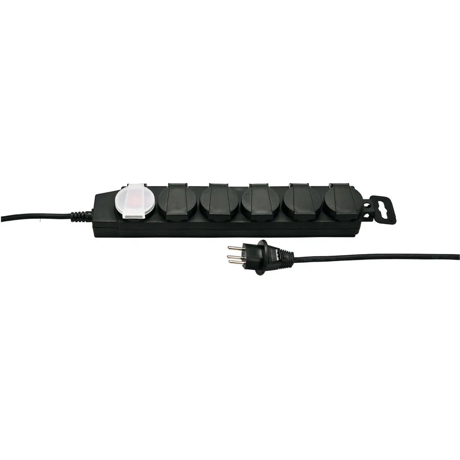 STEBA DRY Steckerleiste Dry 5xT13 mit Schalter IP21 - Farbe: schwarz - Material: Kunststoff