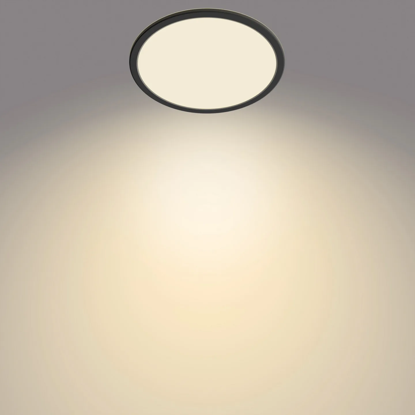 SuperSlim LED-loftlampe, sort, Ø 24,5 cm, IP44 - Philips - Badeværelse - Metal - Rund