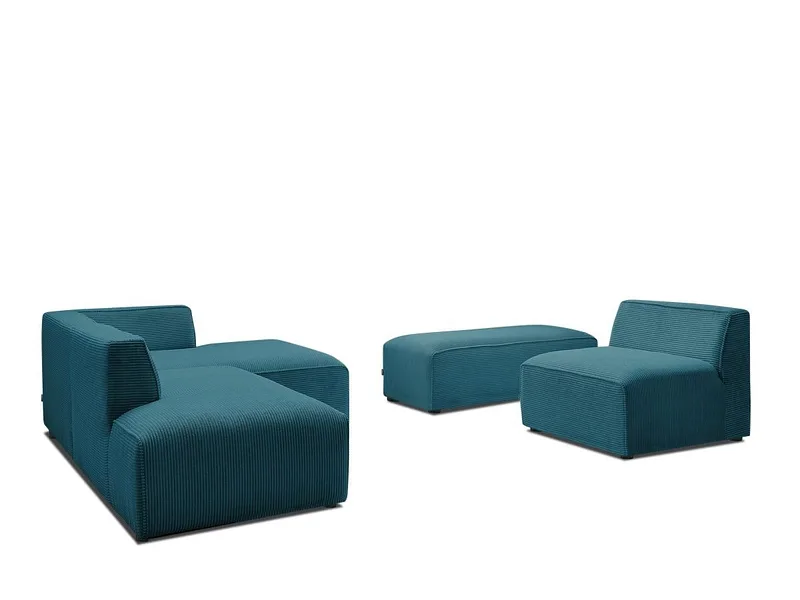 Ecksofa BOBOCHIC MEGEVE Cord-Stoff dunkelblau