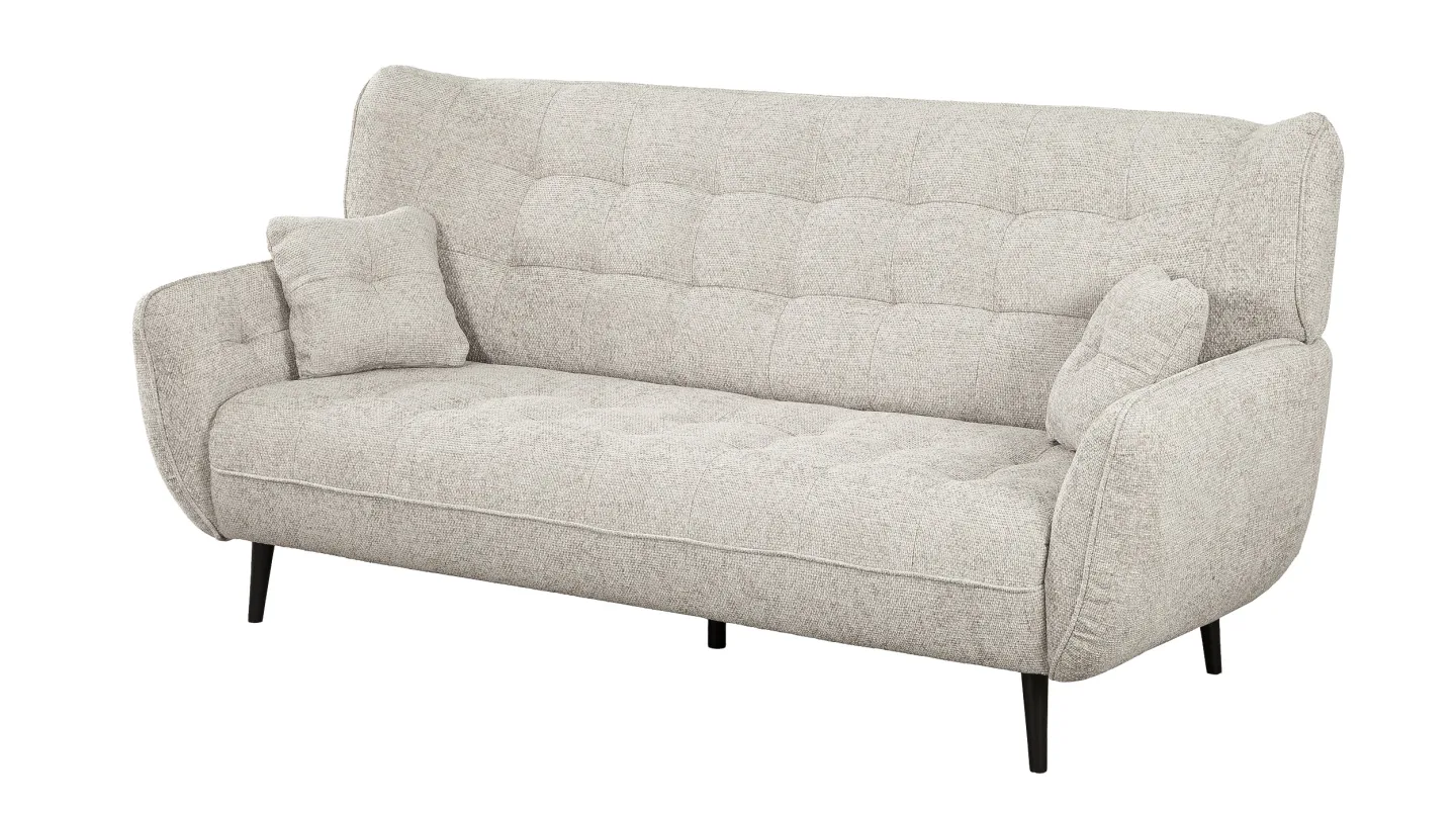 Einzelsofa 3-Sitzer grau Webstoff 221 cm - NAMUR