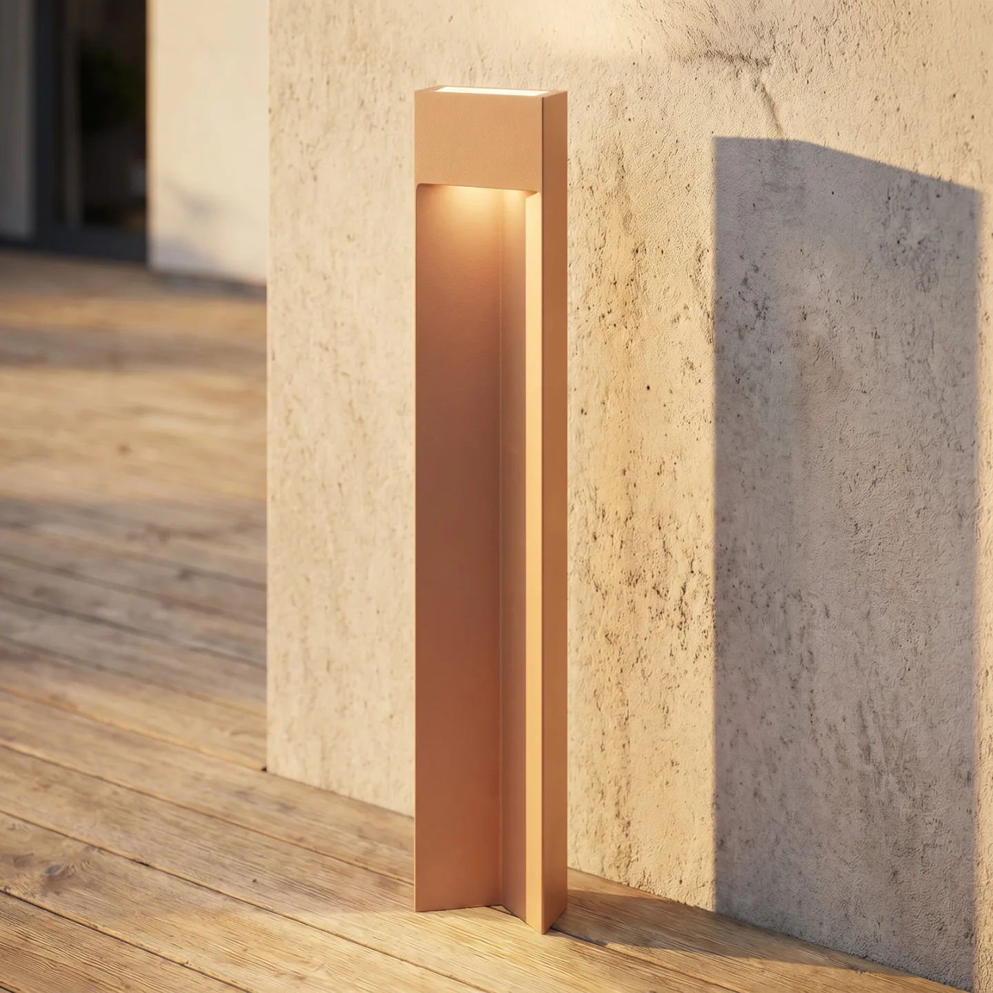 Kaholo LED-Wegeleuchte, Aluminium, IP44, braun, 90 cm - Lucande - Modern - Eckig