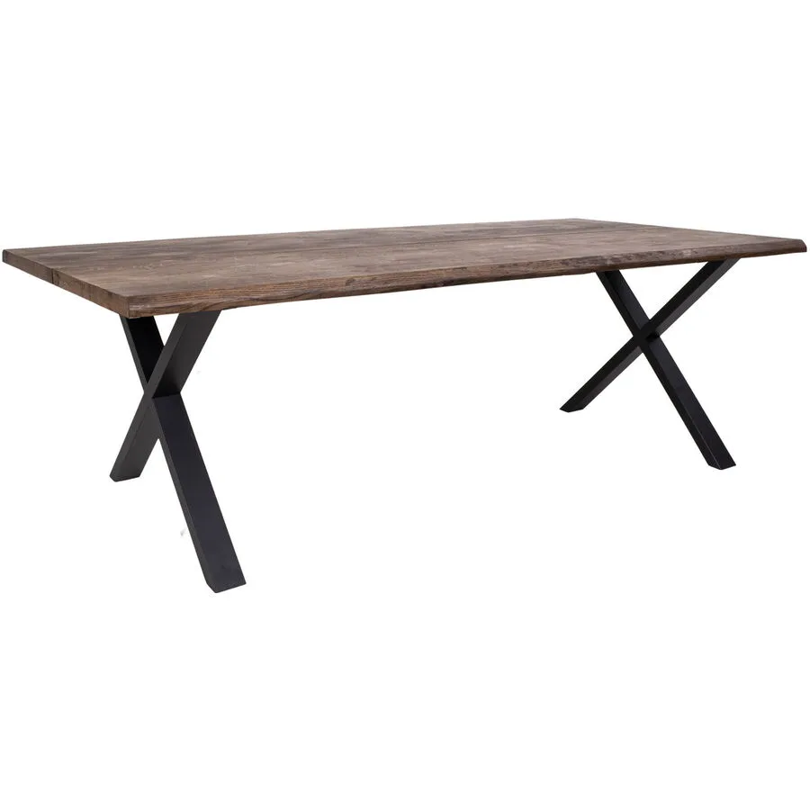 Esstisch Yavona braun/schwarz Eiche Natur/Metall B 95 T 240 cm