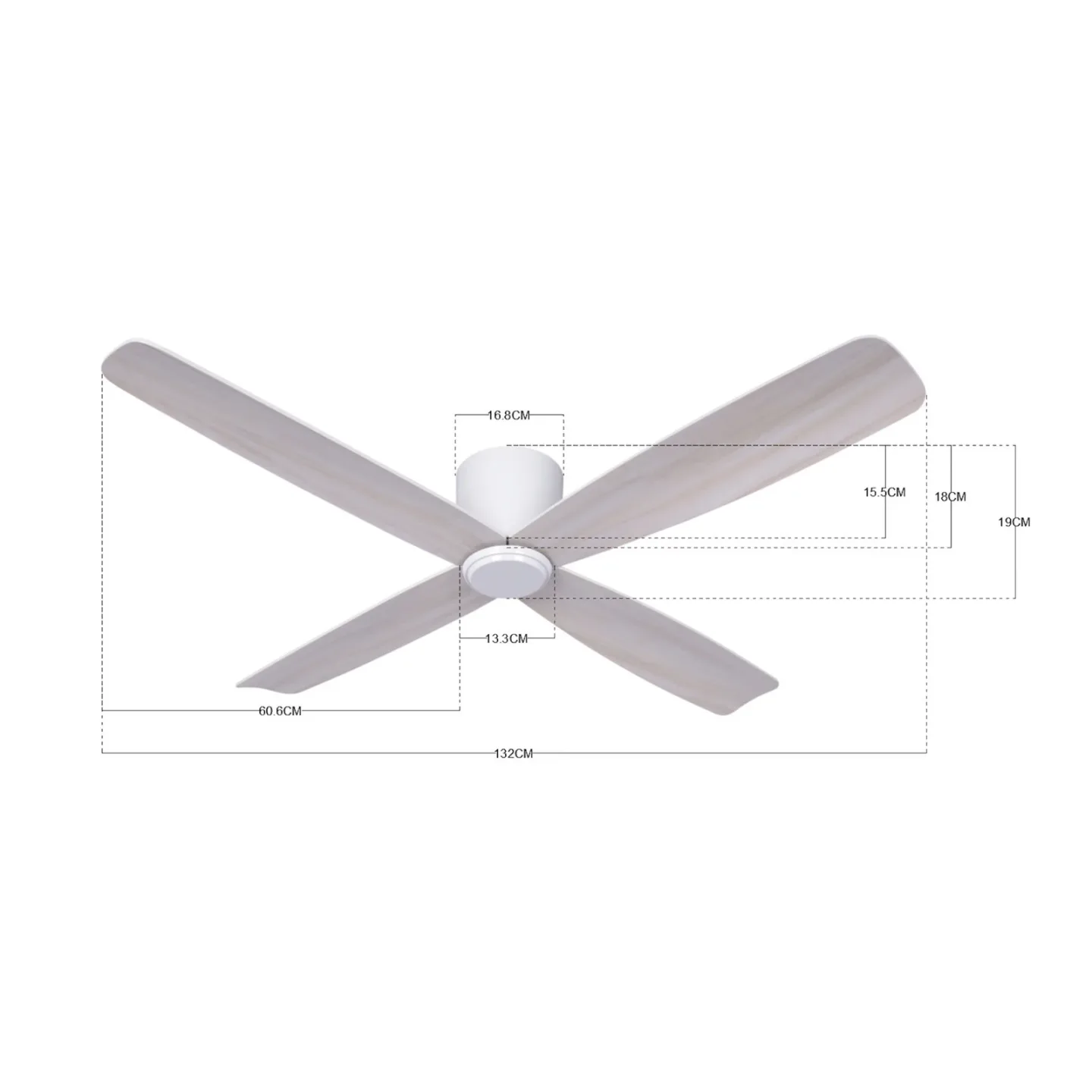 Fraser takfläkt vit/ek DC tystgående Ø 132 cm – Beacon Beacon Lighting - Vardagsrum - Modern - Trä
