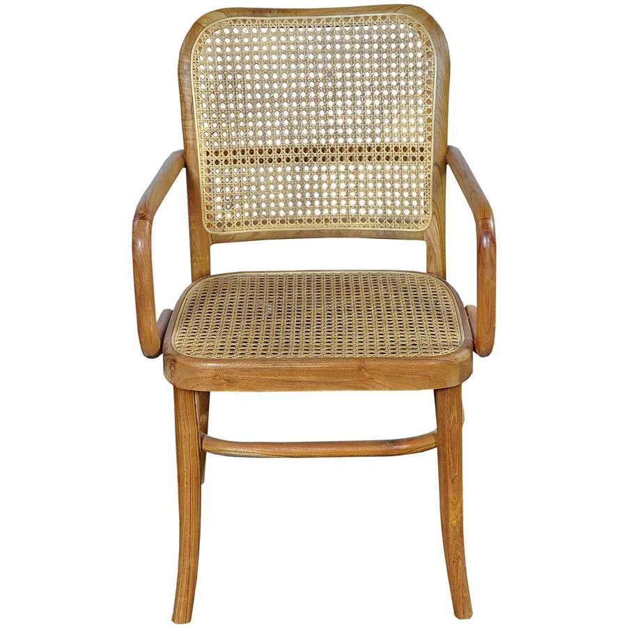 Armlehnstuhl Vivienne naturbraun Teak, Rattan