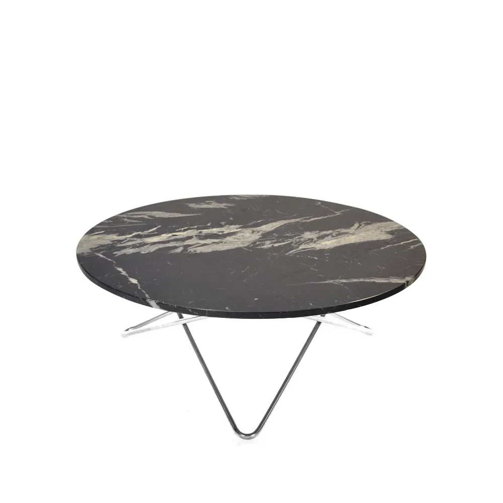 OX Denmarq Large O Table Couchtisch Marmor marquina matt, Edelstahlgestell