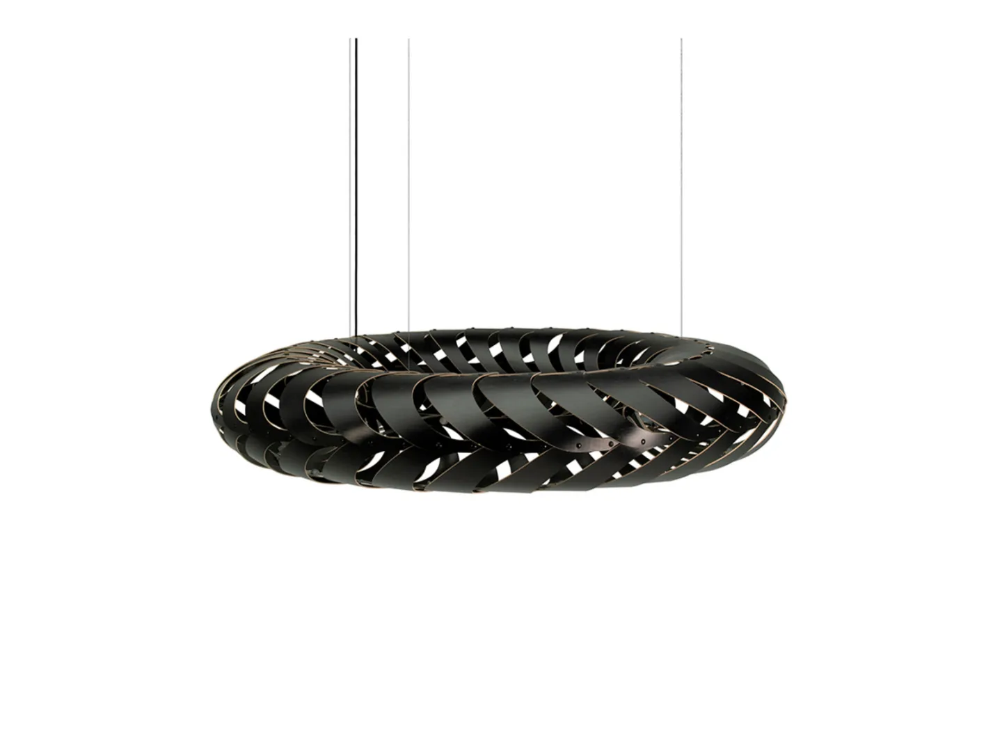 Maru Pendelleuchte Ø110 Schwarz 2 Seiten - David Trubridge - Wohnzimmer - Bambus