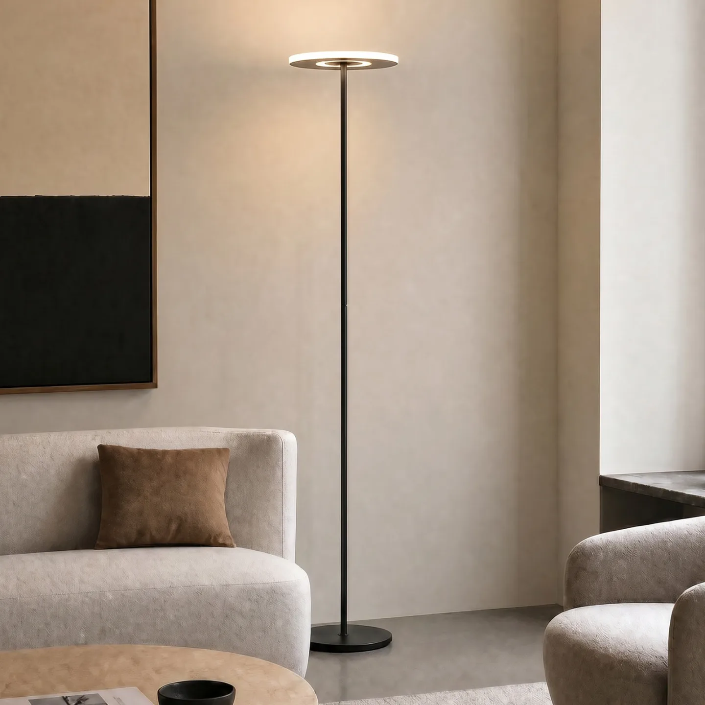 Raymond LED-Stehleuchte, 180 cm, schwarz, Metall, CCT - Lucande - Wohnzimmer - Modern - Einflammig