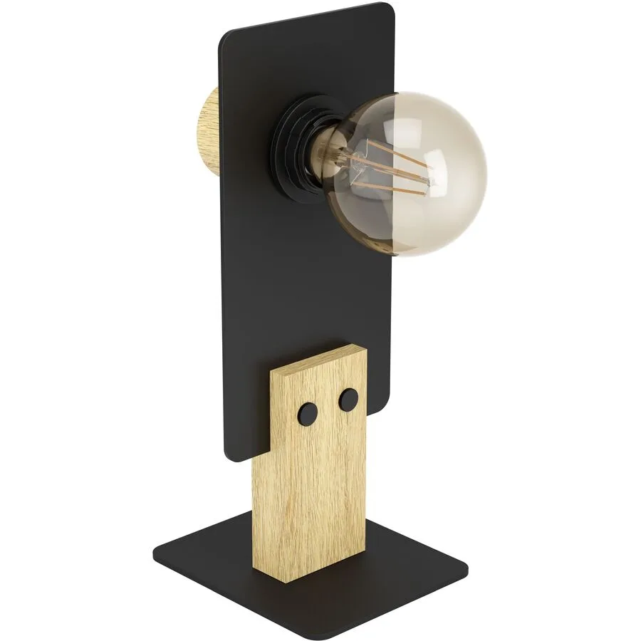 Eglo Tischlampe Bramerton Braun/Schwarz Stahl/Holz 14 cm 31 cm - Material: Holz/Stahl