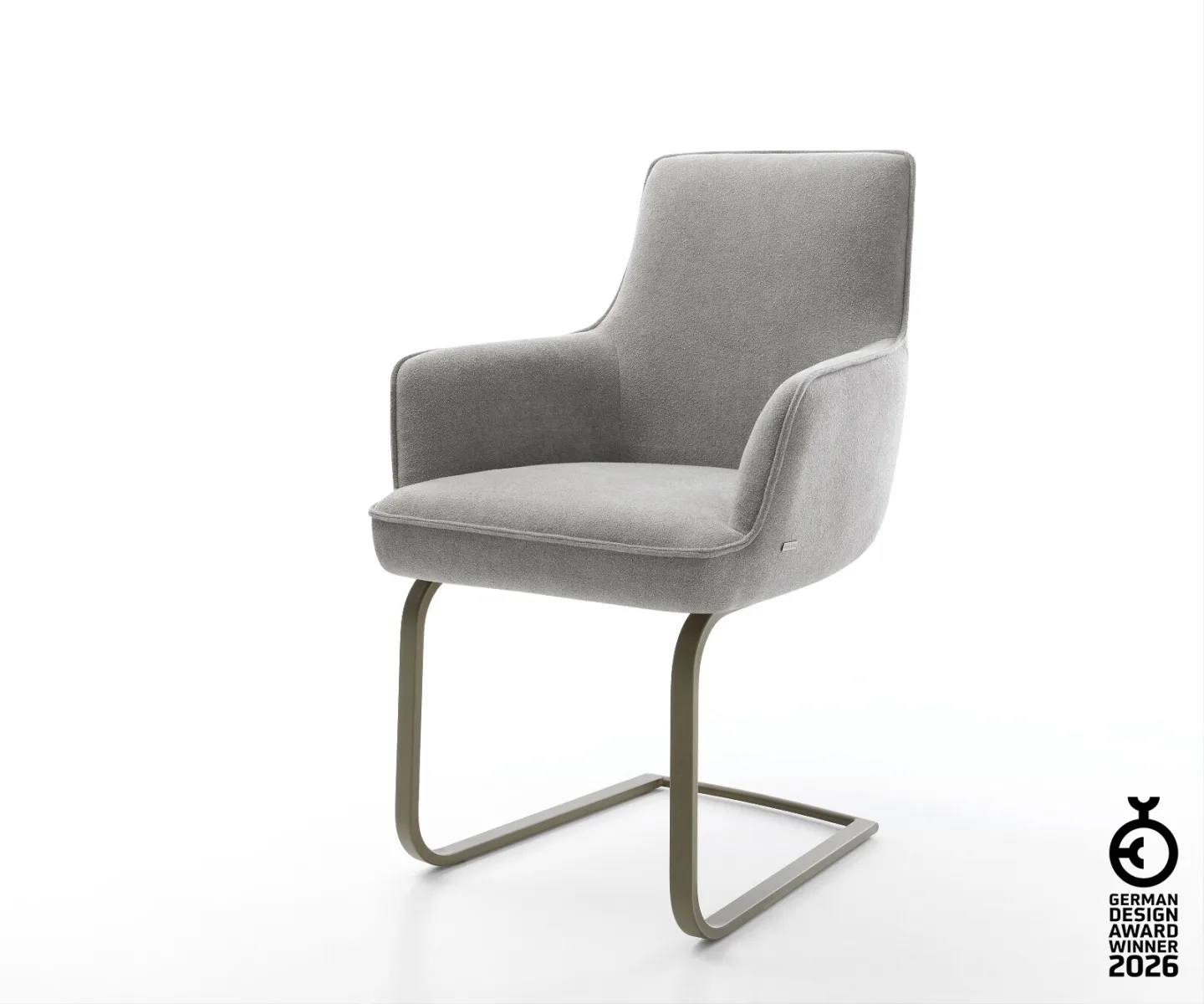 Freischwinger Heira-Flex mit Armlehnen Strukturstoff Soft Grau Freischwinger flach Effektfinish Titan Taschenfederkern