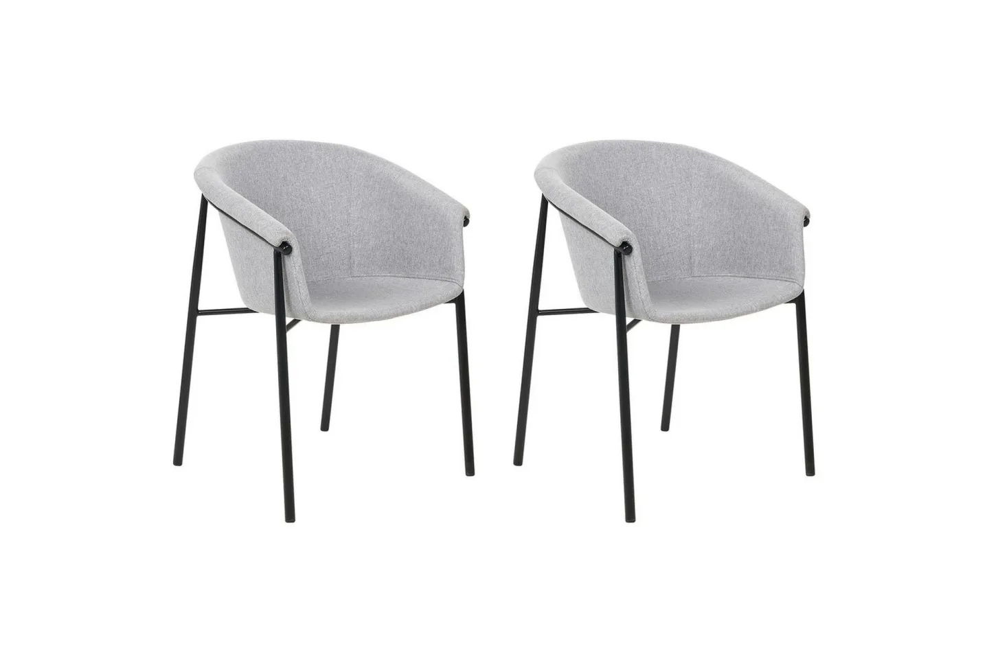 Set med 2 matstolar Ames - Grå, svart