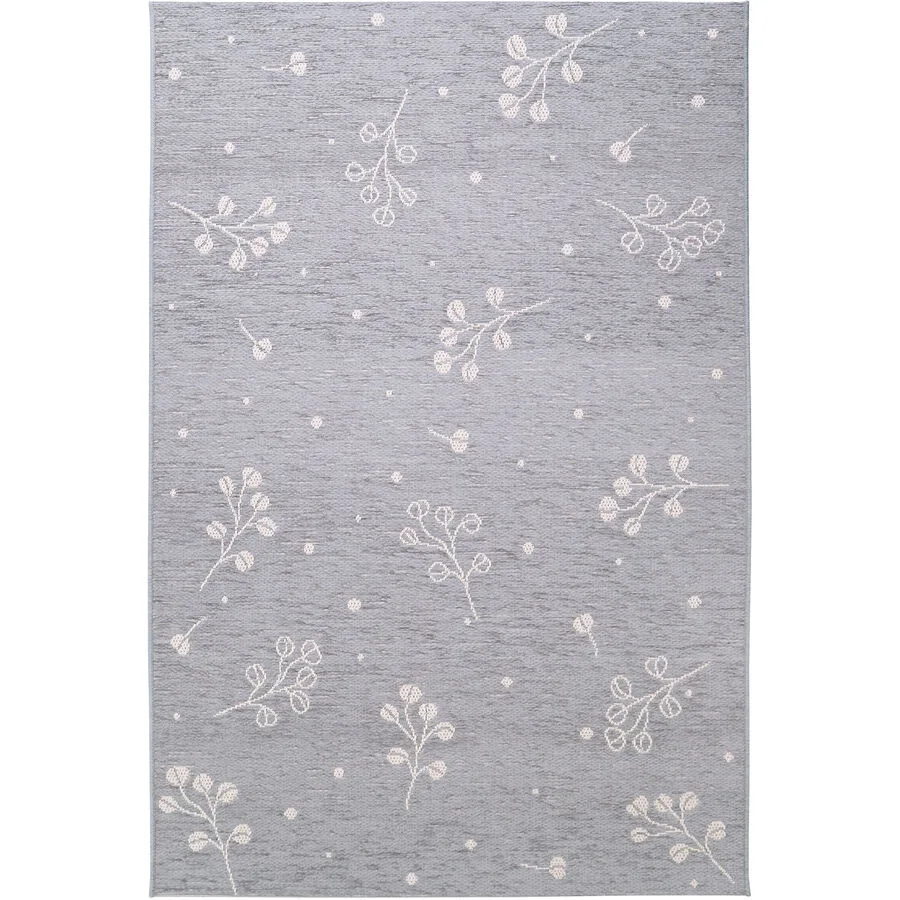 Teppich Mirabell graublau Blumenmuster Polypropylen 115 x 170 cm