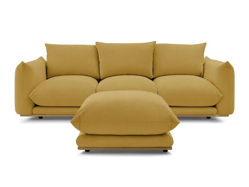 3er Sofa mit Hocker BOBOCHIC ERNEST Stoff gelb