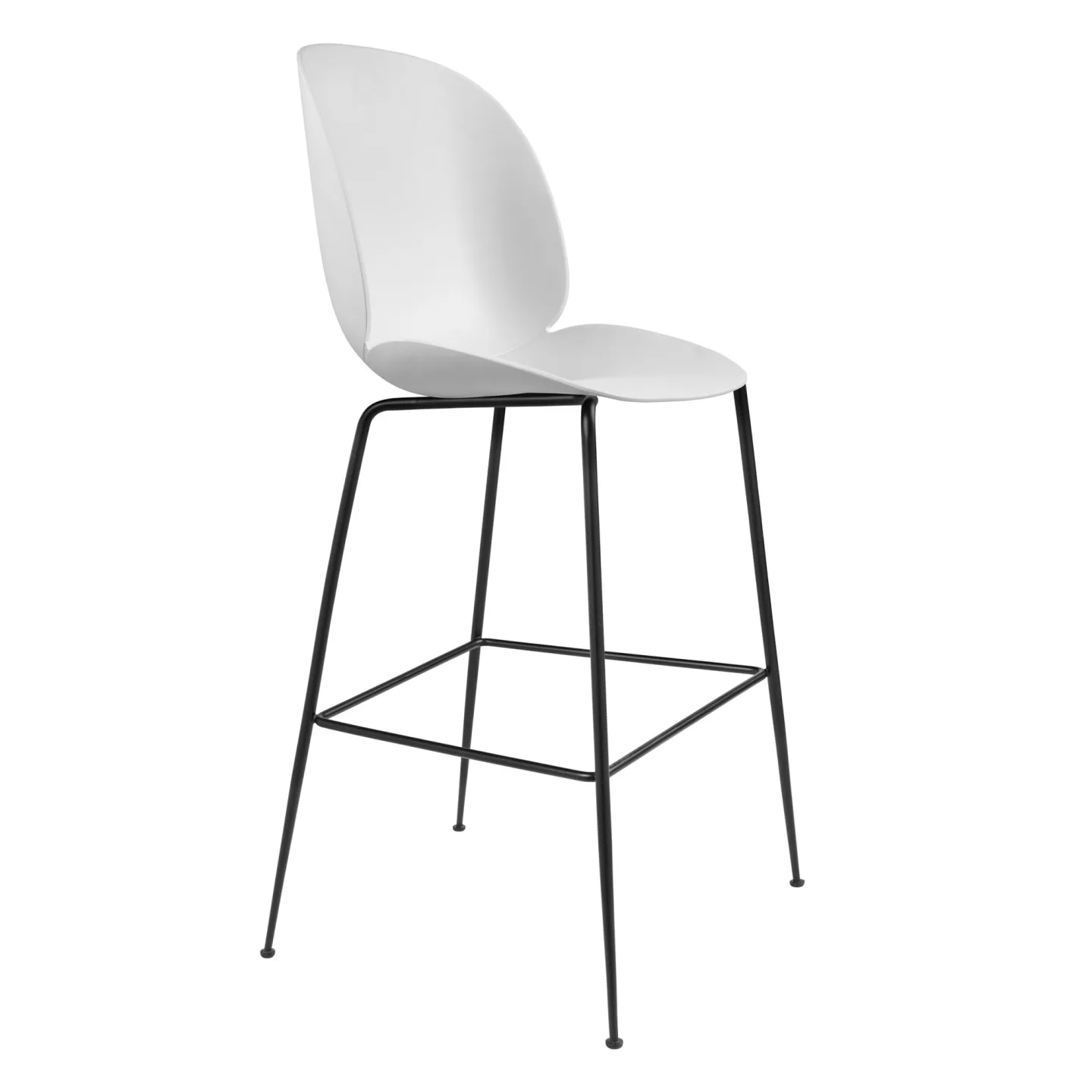 Gubi - Beetle Bar Chair Un-upholstered, Conic Base Black, White Shell, - Barstolar - GamFratesi - Vit - Metall/Plast