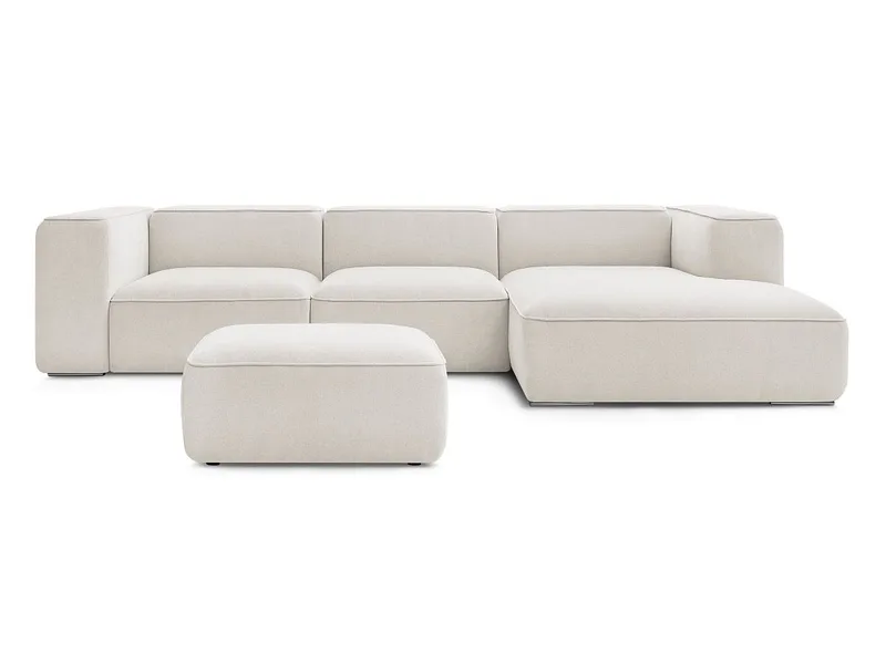 Ecksofa mit Hocker BOBOCHIC ZEPHYR Stoff mit Textur weiss