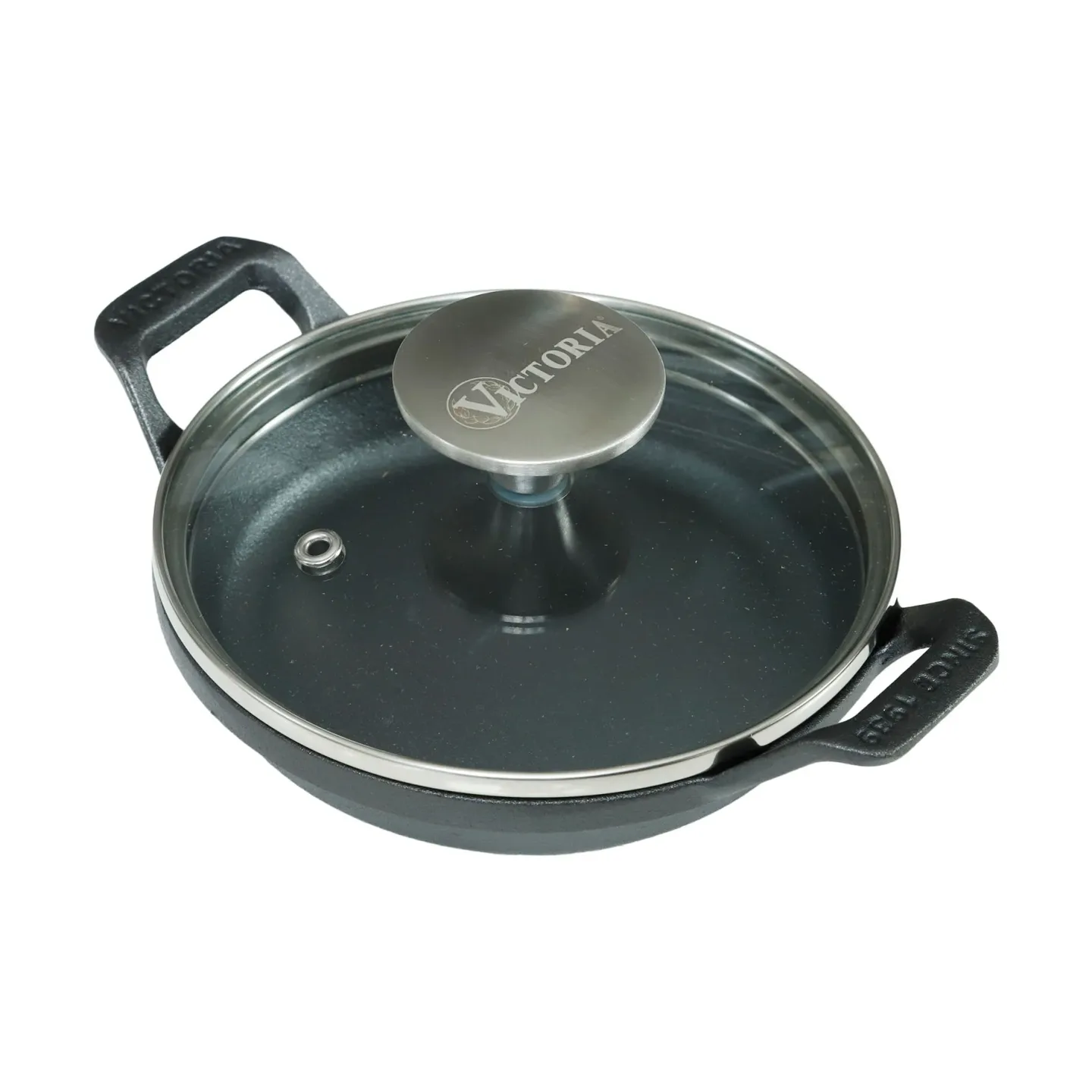Victoria Mini runder Schmortopf mit Glasdeckel, Gusseisen enameled Ø14 cm