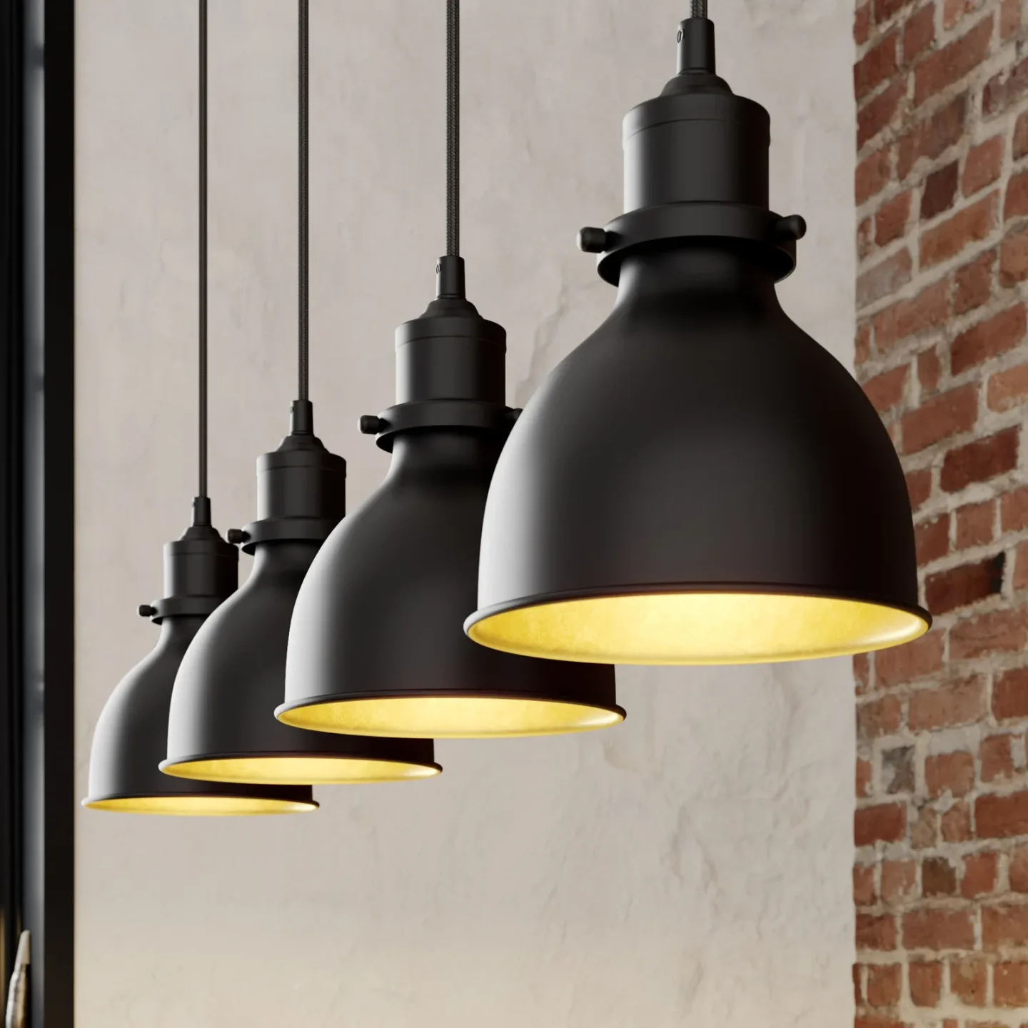 Jasminka 4 Pendelleuchte Black/Gold - Lindby - Küche - Industrielles Design - Metall - Mehrflammig