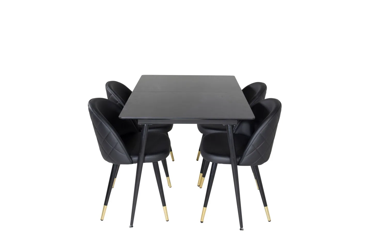 Silar Matgrupp Förlängningsbar 120 cm Rektangulär med 4 Velvet stolar - Svart