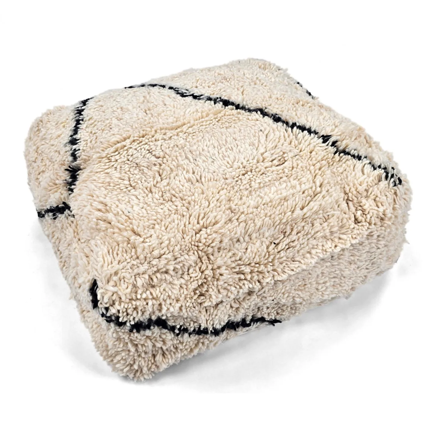 Sittepuff - Marokkansk Beni Ourain 025 (Størrelse: 60 x 60 cm)