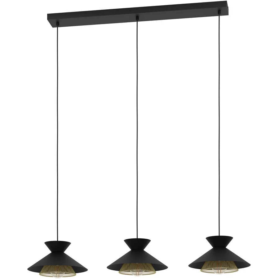 Eglo Pendellampe Grizedale Schwarz Stahl 26 cm 110 cm - Farbe: Schwarz/Messing
