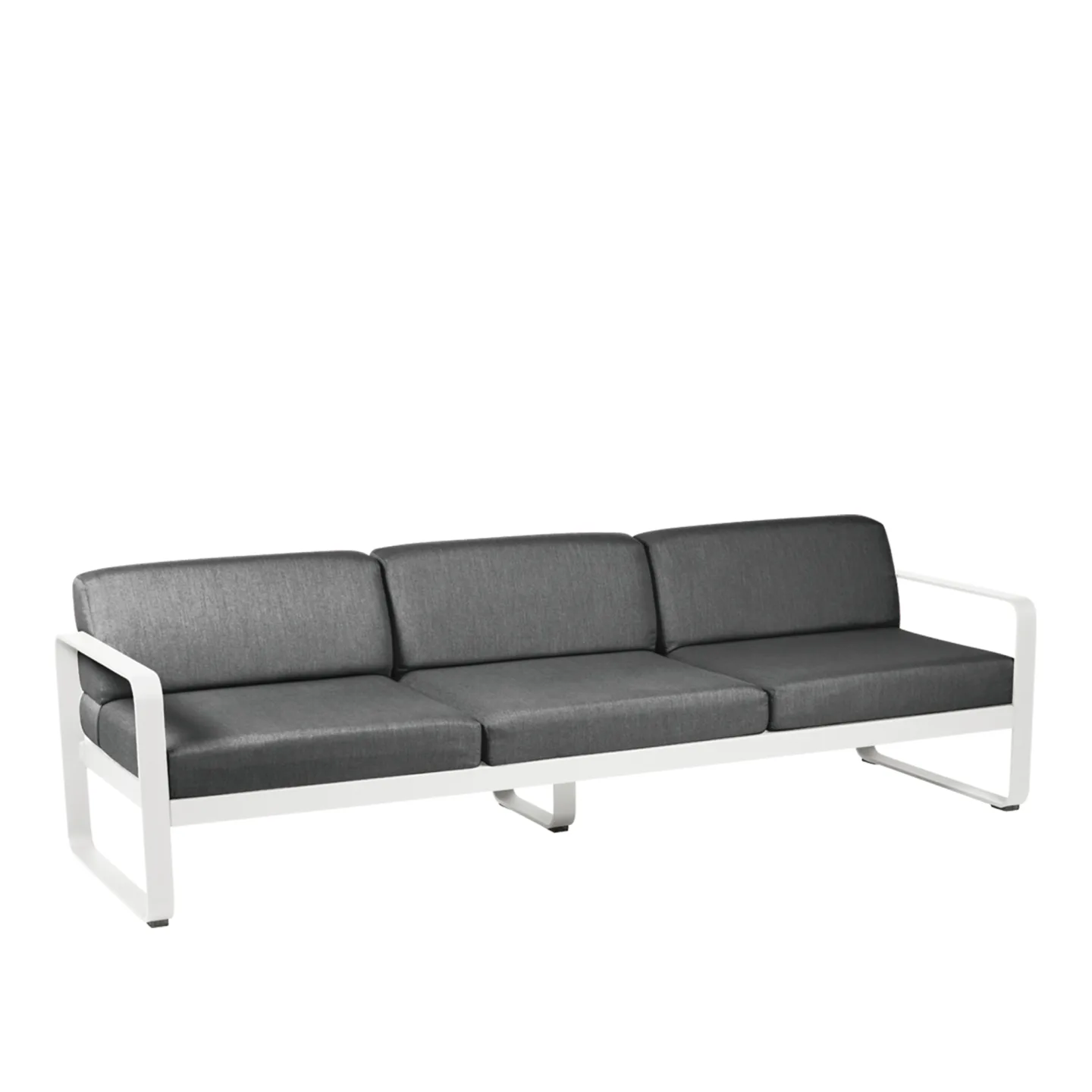 Fermob - Bellevie 3 Seater Sofa Graphite Grey Cushions, Cotton White - Soffor utomhus - Pagnon & Pelhaître