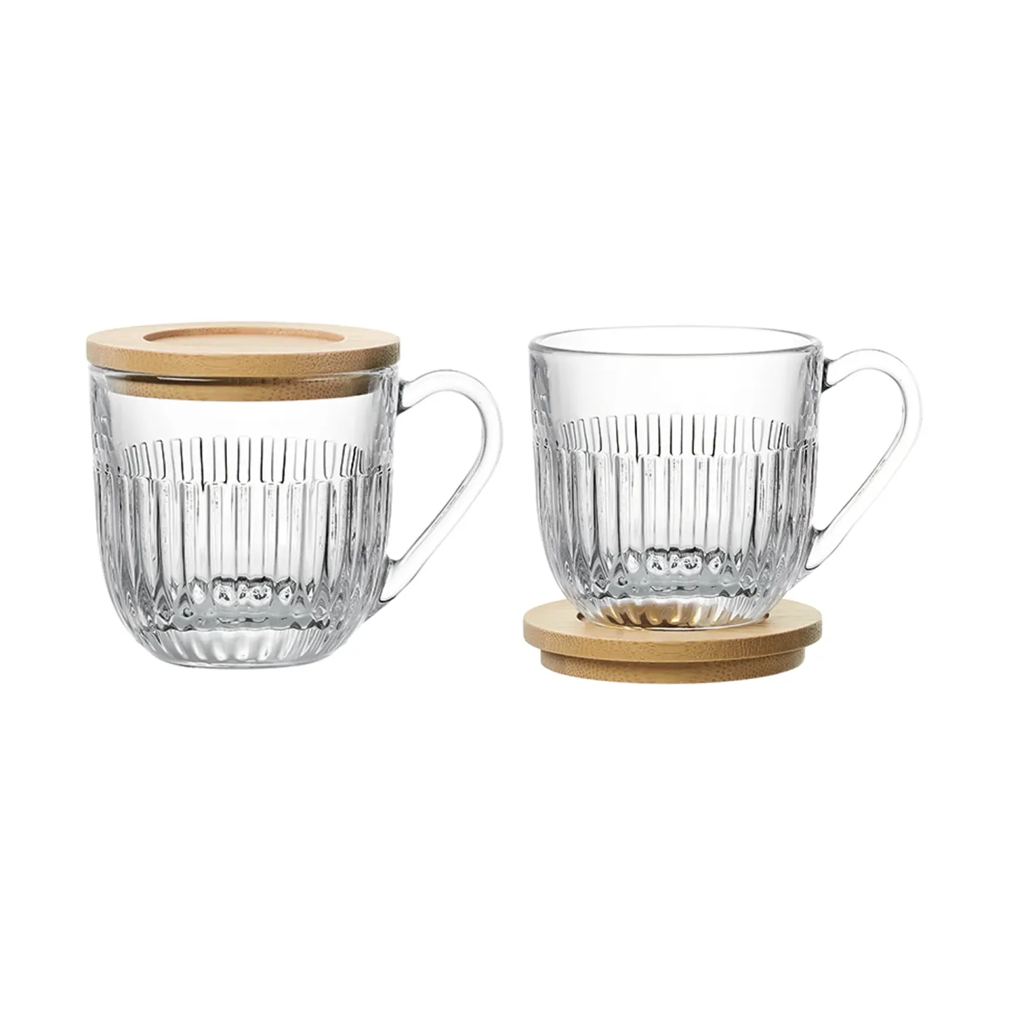 La Rochère Ouessant Becher mit Deckel/Teller 2er-Pack Transparent-bambus