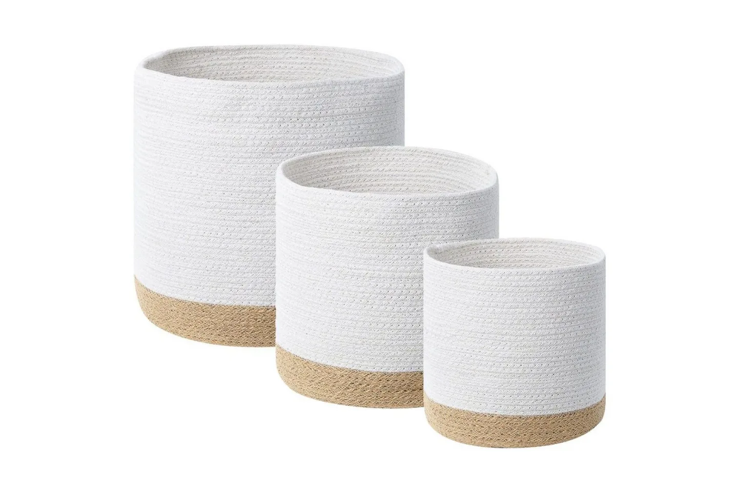 Korg Basima set om 3 Beige, vit - Beige, vit
