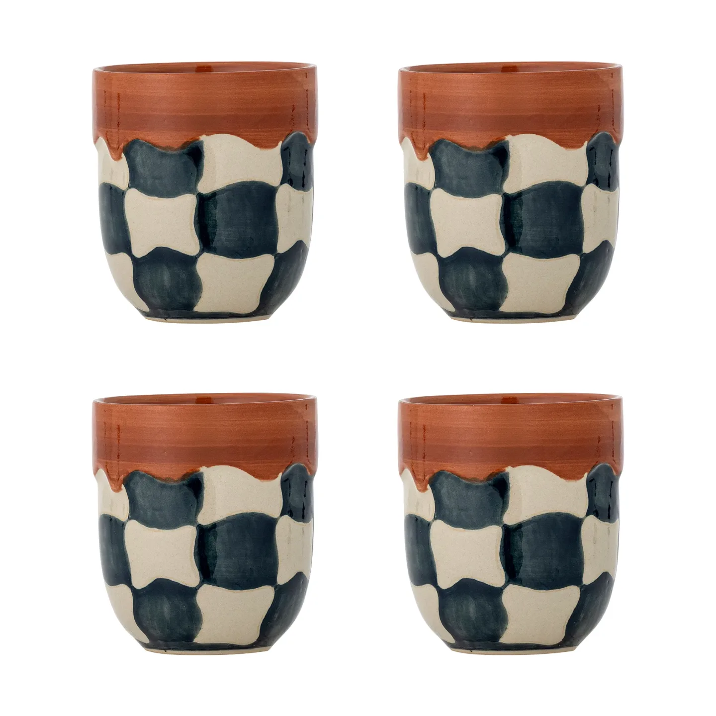 Bloomingville Check Tasse 4-teilig Blau