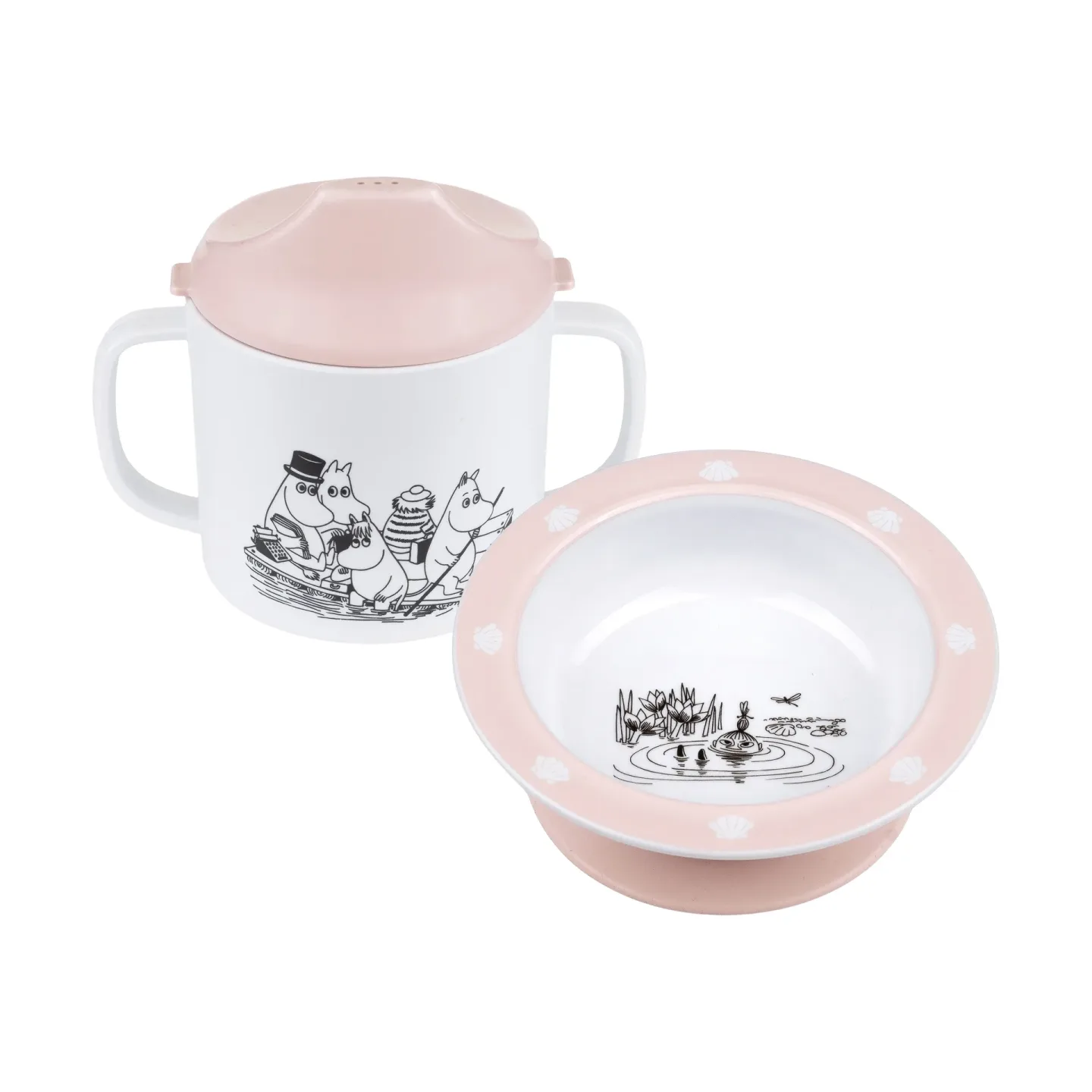 Rätt Start Mumin Water & Bad Trinklernbecher & Teller mit Saugnapf Rosa