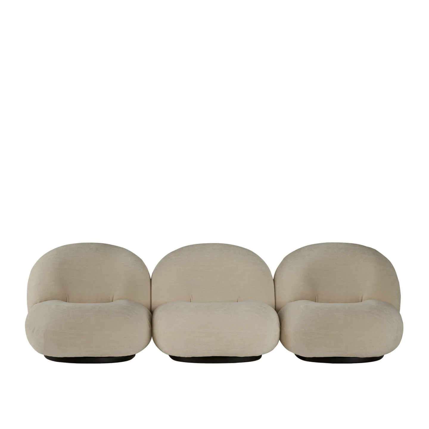 Gubi - Pacha Sofa 3-Seater Full Upholstered, Soft Black, Cat 5 Dedar Karakorum 004 Perla - Fåtöljer - Pierre Paulin - Svart - Textilmaterial/Skum