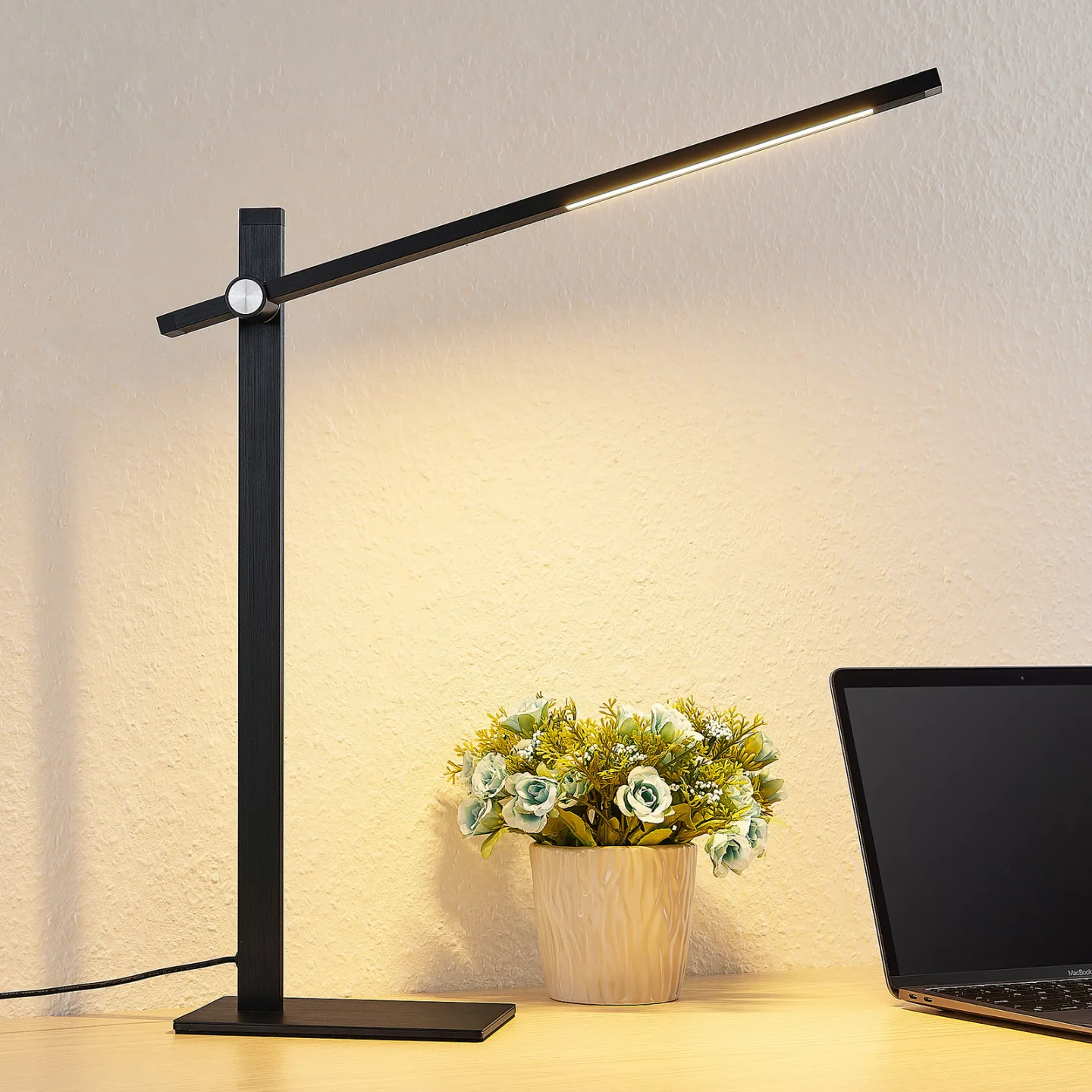 Wasko LED Tischleuchte Dim. Black - Lucande - Arbeitszimmer / Büro - Modern - Metall - Einflammig