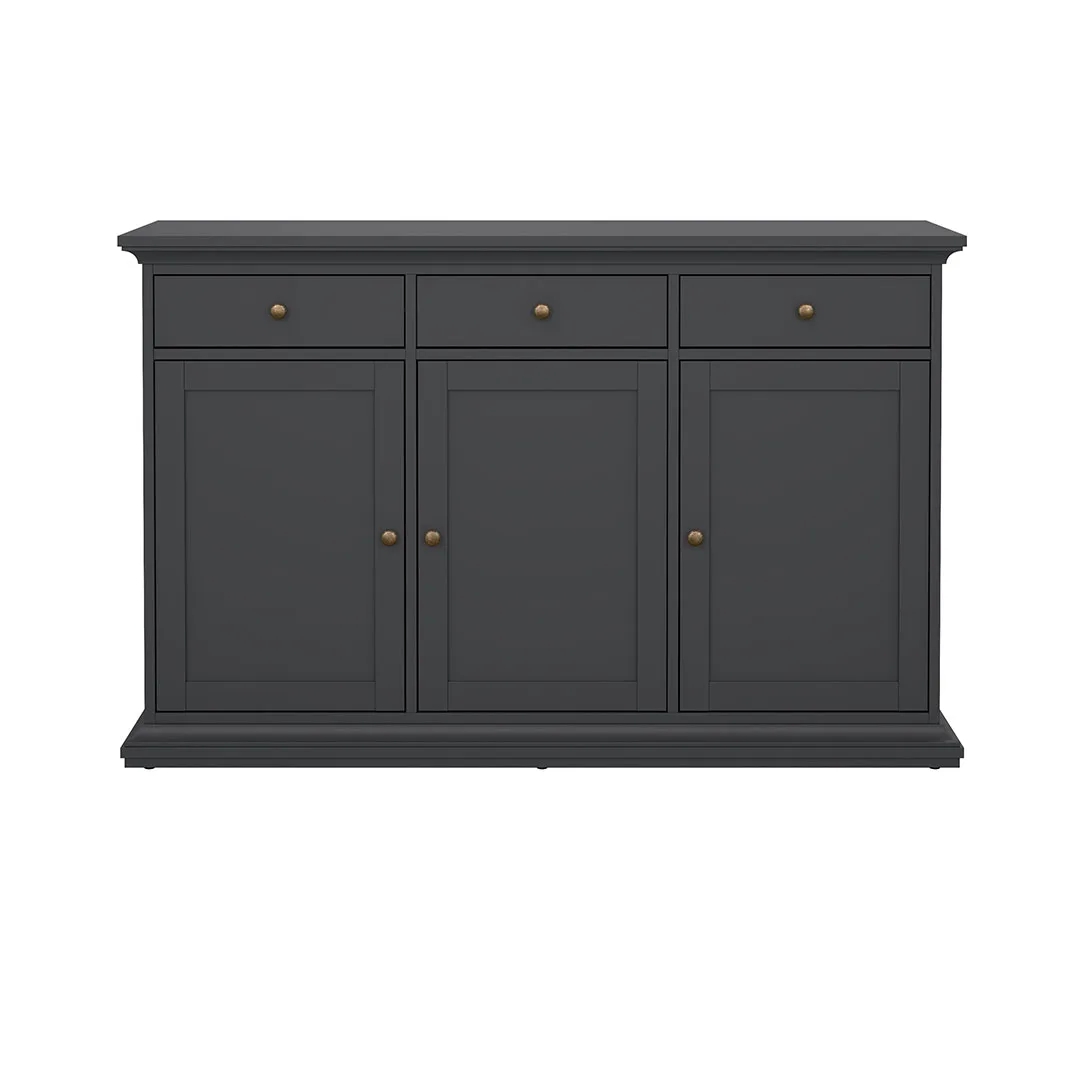 Venedig Sideboard 3 Türen und 3 Schubladen matt grau.